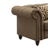Brown Tufted Accent Chair with Pillow B062P209145