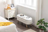 036-Velvet Fabric Storage Bench Bedroom Bench With Wood Legs For Living Room Bedroom Indoor,Ivory W527121987
