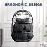 Outdoor garden rattan egg swing chair hanging chair PE hanging chair gray W2500P309523