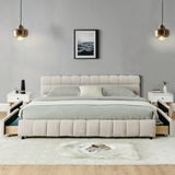 California King size Upholstered Bed ,comfortable upholstered bed frame, Chenille fabric, with W487P311316