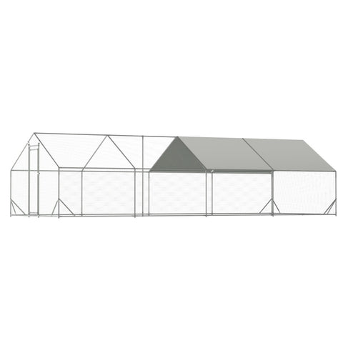 ZUN Large Metal Chicken Coop, Walk-in Chicken Run,Galvanized Wire Poultry Chicken Hen Pen Cage, Rabbits W2505P177286