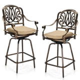 Outdoor Swivel Bar Stools Set of 2, Cast Aluminum Patio Bar Height, All-Weather Bar Dining 52885798