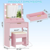 Apple powder particleboard with a 3-compartment, 1-drawer, 3-compartment dressing table set with 8 98989767