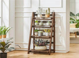 4 Tier Foldable Plant Display Stand for Patio Living Room, Natural Wood 14618353