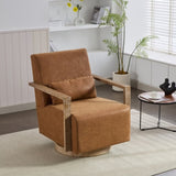 30.3"W Swivel Modern Upholstered Accent Chair with Solid Wood Armrests and 360 Degree Comfy Lounge W1298P246436