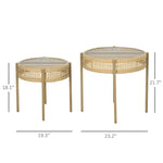 ZUN Brown PE Wicker Patio End Table Set 73215608