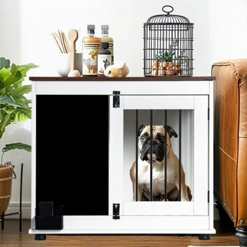 ZUN Doodle dog cage,kennel with 2 doors, dog crate interior furniture, heavy duty wooden dog cage for W1687P179804