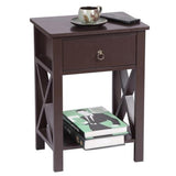 Nightstand Modern End Table, Side Table with 1 Drawer and Storage Shelf, Brown 91530705