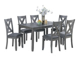 Gray Finish Dining Table 6x Chairs 7pcs Dining Set Cushion Seat Nailhead X-Cross Back Chairs Dining B011P348932