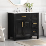 ZUN 36" Bathroom Vanity with Sink Top, Bathroom Vanity Cabinet with Two Doors and Three Drawers, Solid N725P198316B