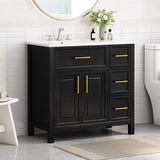 ZUN 36" Bathroom Vanity with Sink Top, Bathroom Vanity Cabinet with Two Doors and Three Drawers, Solid N725P198316B