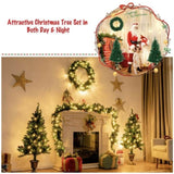 ZUN 4 Pieces Christmas Decoration Set with Garland Wreath and Entrance Trees 60546859