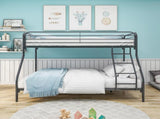 Heavy Duty Twin-Over-Full Metal Bunk Bed, Easy Assembly with Enhanced Upper-Level Guardrail, Black 87935632