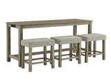 59 Inch Bar, Dining, Sofa with Power Outlet, 3 Upholstered Stools, 4 Piece Bar 13936224
