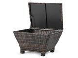 Outdoor PE Wicker Side Table with Storage, Small Patio Storage Bin Container for Hose Cushion Towel, 12967570