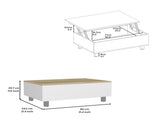 Aran Lift Top Coffee Table, Storage Compartment, White / Light Oak B097132901