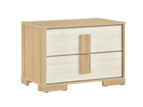 Contemporary Natural and White Finish 2-Drawer Storage Nightstand Wooden Bedroom Furniture 1pc B011P317207