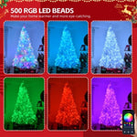 ZUN 8 FT Pre-lit Artificial Christmas Tree, APP Controlled Xmas Tree Hinged Branches with 500 RGB Lights 34343736