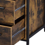 ZUN Rustic Oak and Black Chest with 5-Drawer B062P189229