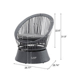 26.7" Modern Gray Wicker Lounge Chair with Rattan and Iron Frame, Featuring a Stylish Round Design, N767P237032B