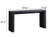 Modern Black Console with Ribbed Design,Wood Console, 47" W entryway table,Black Entry W2729P199006