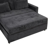 ZUN 66.5" Velvet Upholstered Sleeper Bed , Pull Out Sofa Bed Couch attached two throw pillows,Dual USB WF297903AAB