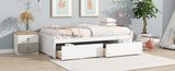 Twin Size Bed with 2 Drawers, Solid Rubber Wood Bed,White W504P313037