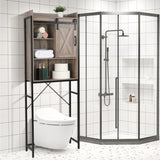 Retro Style MDF With Triamine Iron Frame Sliding Door Three-Layer Rack Bathroom Cabinet 54703194