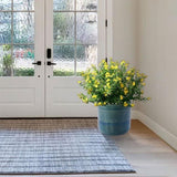 Set of 3 Grid Ceramic Flowerpot, Modern Planter for Patio, Garden, Windowsill - Blue Green W3273P322259