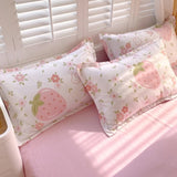 3 Piece Strawberry Duvet Set Strawberry Print Bedding for Home Bedroom Decor Microfiber Quilt 42041189