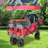 Foldable Wagon with Removable Canopy & Cooler Bag - Heavy Duty Collapsible Wagon Utility Cart with 62770296