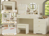 Fashion Vanity Desk with Mirror Lights for Makeup Cushioned Chair, Vanity Mirror with Lights 28245487