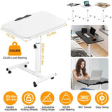 Mobile Standing Desk, Height Adjustable Rolling Laptop Table, 90 Tiltable Overbed Bedside Table, 10986840