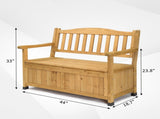 Outdoor Wooden Storage Bench, Large Deck Box with Seating & Armrest, Patio Organizer Loveseat for 55255892