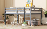 Full Rubber Wood Loft Bed with Ladder,Grey W504P283515