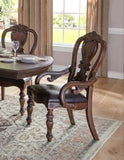 Traditional Formal Dining Furniture Armchairs Set of 2pc Dark Oak Finish Wood Frame Faux Leather B011121856