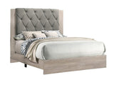Contemporary 1pc Cream Finish Eastern King Size Bed Bedroom Furniture Gray Tufted Design Headboard B011P236792