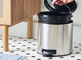 1.3 gal Stainless Steel Bathroom Wastebasket with Removable Liner 59295646