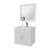 Slater Floating Bathroom Vanity Set with Sink, Two-Door Cabinet, and Mirror,White B128P314805