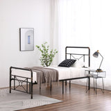 Single-layer Water Pipe Bed with Cross Design and Foot End Twin Black Iron Bed 91079255
