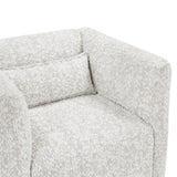 Modern Living Room Swivel Chair Beige Jacquard Fabric Upholstery Pillow Comfort Plywood Furniture B011P315600
