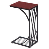 ZUN (30.5 x 21 x 54)cm Sofa Table / Coffee Table C-type Table Cross Line Brown Desktop 51918070