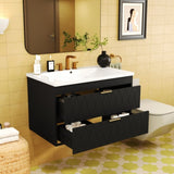 ZUN 30'' Wall Mounted Bathroom Vanity with Resin Sink,Floating Bathroom Storage Cabinet with 2 Drawers, N710P177301B