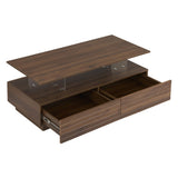 Modern Walnut Rectangular LED Lights Coffee Table with 2 drawers in 47.2" N735P250962D
