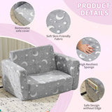 Glow-in-the-Dark Kids Foldable Sofa Bed All-Sponge Single Chaise Lounge Light Grey Star & Moon 41602127