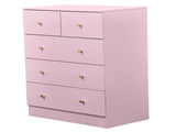 25.98"*15.75"*35.83" 4-Tier 5-Drawer Cabinet Drawer Dresser with Gold Handles Macaron Pink 63674916