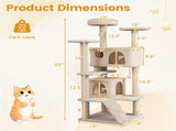 52" Tall Cat Tree Tower with Perches & Condos, Multi-Cat Playground with Scratching Posts 18176917