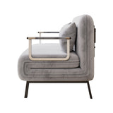 velvet light gray 55 Convertible Chair Bed, Tri-Fold Sofa Bed with Adjustable Backrest & Pillow, W1767P145839