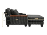 Fluffy Corduroy Storage Armrest Sofa,Single Versatile Seat with Ottoman,Cup Holder,Bluetooth W3705P476390