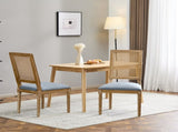 French Country Dining Chairs Elegant Cane Backrest & Upholstered Seats with Fluted Legs N767P263678D